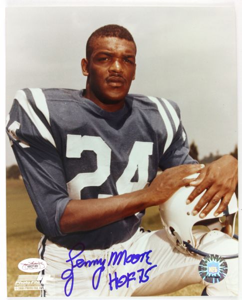 1956-67 Lenny Moore Baltimore Colts Signed 8x10 Color Photo (JSA)
