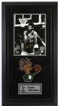 2000s Kareem Abdul Jabbar Milwaukee Bucks Signed 20" x 36" Framed Double Bird Display  