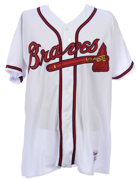 2004 (July 15) Terry Pendleton Atlanta Braves Signed Game Worn Home Jersey w/ Warren Spahn Memorial Patch (MEARS LOA/MLB Hologram)