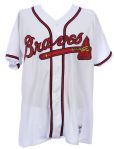 2004 (July 15) Terry Pendleton Atlanta Braves Signed Game Worn Home Jersey w/ Warren Spahn Memorial Patch (MEARS LOA/MLB Hologram)