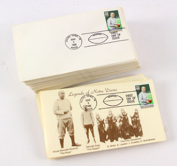 1988 Knute Rockne George Gipp Four Horsemen Notre Dame Fighting Irish First Day of Issue Envelope Collection - Lot of 117
