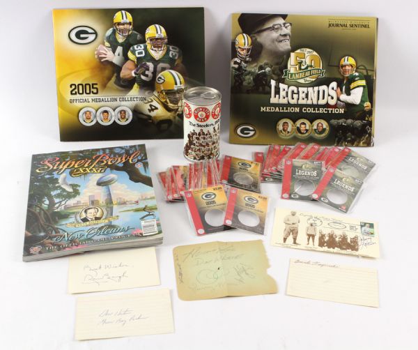 1960s-2000s Football Memorabilia Collection - Lot of 9 w/ Don Hutson, Sam Baugh & Bronko Nagurski Signed Notecards (JSA)  