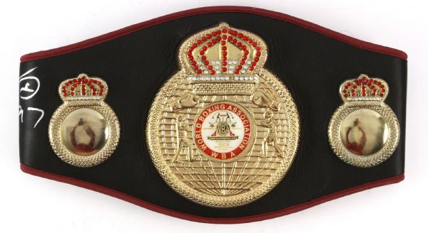 1990s Sugar Ray Leonard Thomas Hearns Roberto Duran Signed WBA Title Belt (PSA/DNA)