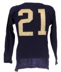 1940's circa Navy Durene #21 Game Worn Rawlings Nytex Football Jersey (MEARS LOA)