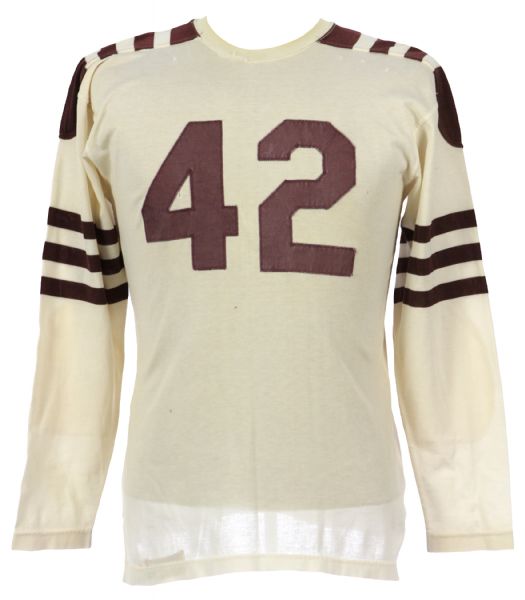 1950s circa White Durene #42 Game Worn Rawlings Football Jersey(MEARS LOA)