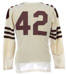 1950's circa White Durene #42 Game Worn Rawlings Football Jersey(MEARS LOA)