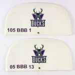1980's-90's Milwaukee Bucks Memorabilia Collection - Lot of 6 w/ Sidney Moncrief Signed Photos, Stadium Seat Covers & More (JSA)