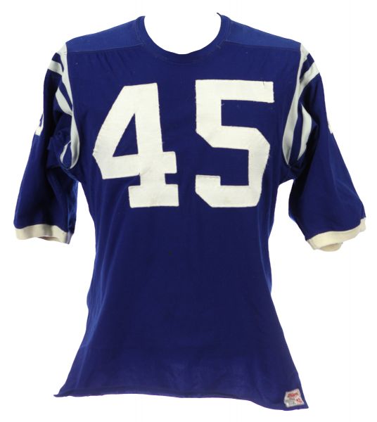 1967-73 Blue Durene #45 Game Worn Wilson Football Jersey (MEARS LOA)
