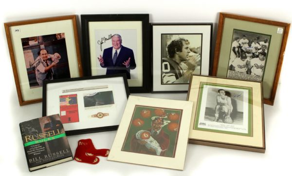 1940s-2000s Basketball Baseball Football Boxing Memorabilia Collection - Lot of 14 w / Bill Russell, Bob Cousy, Red Auerbach Autographs & More (JSA)
