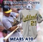 1991 Mark McGwire Oakland Athletics Game Worn Road Jersey (MEARS A10/Team Letter)