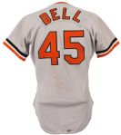 1987 Eric Bell Baltimore Orioles Game Worn Road Jersey (MEARS LOA)
