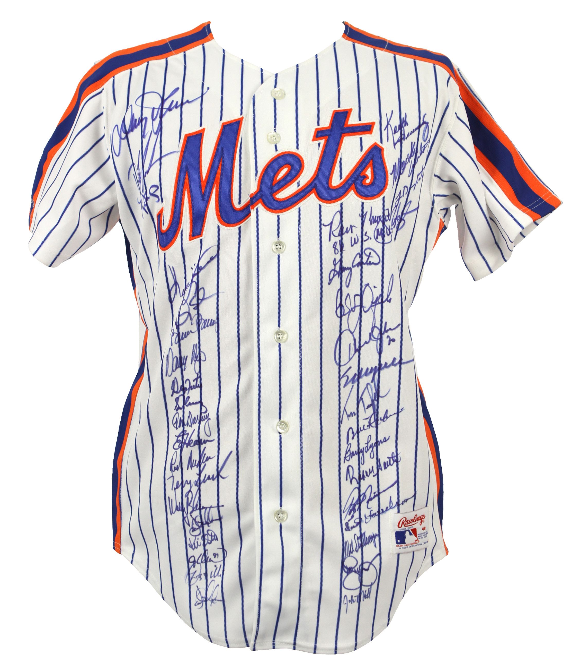 Lot Detail - 1986 New York Mets World Series Champions Team Signed Jersey  w/ 37 Signatures Including Carter, Gooden, Strawberry & More (JSA Full  Letter)