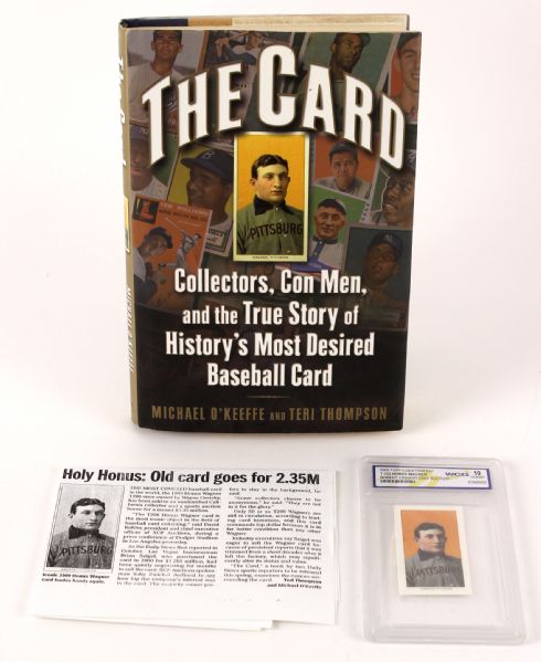 2000-07 Honus Wagner WCG Slabbed T206 MLB Fanfest Card (10 Gem-Mt) & "The Card" Hardcover Book - Lot of 2 