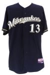 2012 Zack Greinke Milwaukee Brewers Team Issued Alternate Jersey (MEARS LOA/MLB Hologram)