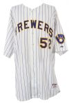 2008 (September 5) CC Sabathia Milwaukee Brewers Game Worn Throwback Home Jersey (MEARS A10 / MLB Hologram)