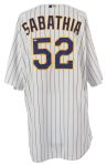 2008 (September 5) CC Sabathia Milwaukee Brewers Game Worn Throwback Home Jersey (MEARS A10 / MLB Hologram)