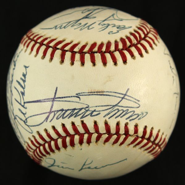 1980s Cracker Jack Old Timers Baseball Classic Multi Signed Baseball w/ 16 Signatures Including Minnie Minoso, Al Kaline, Bob Feller & More *JSA*