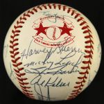 1980's Cracker Jack Old Timers Baseball Classic Multi Signed Baseball w/ 16 Signatures Including Minnie Minoso, Al Kaline, Bob Feller & More *JSA*