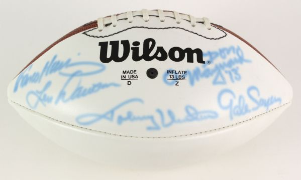 2000s Hall of Fame Multi Signed Football w/ Johnny Unitas, Franco Harris, Len Dawson, Gale Sayers & Don Maynard (JSA Full Letter)