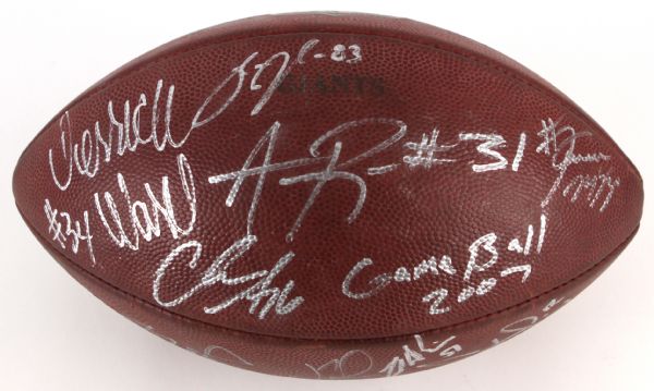 2007 (October 7) New York Giants New York Jets Giants Stadium Multi Signed Game Used Football w/ 14 Signatures Including Aaron Ross, Justin Tuck & More (MEARS LOA/JSA Full Letter/Steiner)