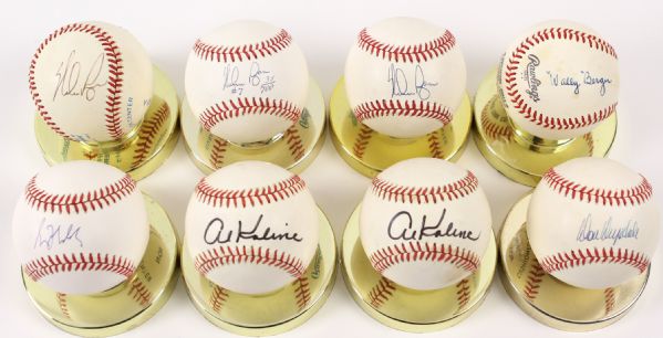 1982-99 Signed Baseball Collection - Lot of 8 w/ Nolan Ryan, Al Kaline, Greg Maddux, Don Drysdale & Wally Berger (JSA)