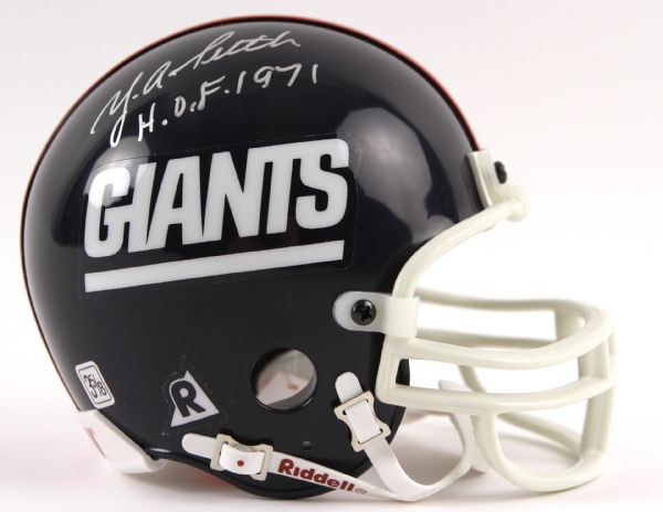 1990s YA Tittle New York Giants Signed Mini Helmet (JSA)