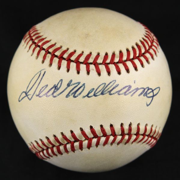 1985-89 Ted Williams Boston Red Sox Single Signed OAL Brown Baseball *JSA*