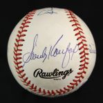 1987-88 Sandy Koufax Ernie Banks Robin Roberts Rick Ferrell Willie Stargell Multi Signed ONL Giamatti Baseball *JSA*