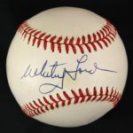 1985-89 Whitey Ford New York Yankees Single Signed OAL Brown Baseball *JSA*