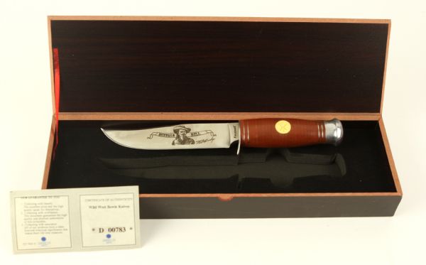 1990s Buffalo Bill Bowie Knife w/ Display Case & Wristwatch - Lot of 2 