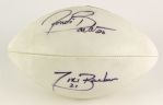 2000s Tiki Barber Ronde Barber Giants/Buccaneers Dual Signed Football (JSA)