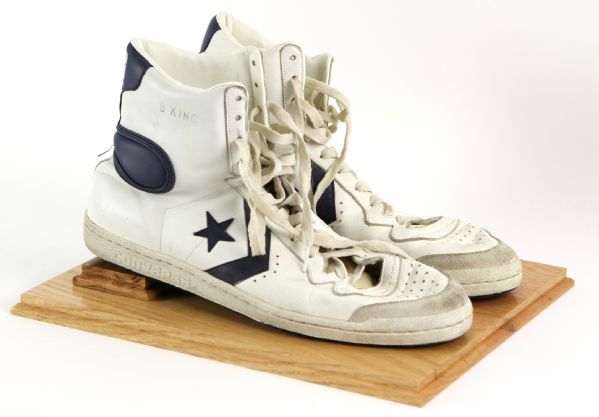 1984-87 Bernard King New York Knicks Signed Game Worn Converse Sneakers (MEARS LOA/JSA)