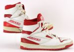 1987-88 circa Dominique Wilkins Atlanta Hawks Game Worn Brooks Highlight Sneakers (MEARS LOA)