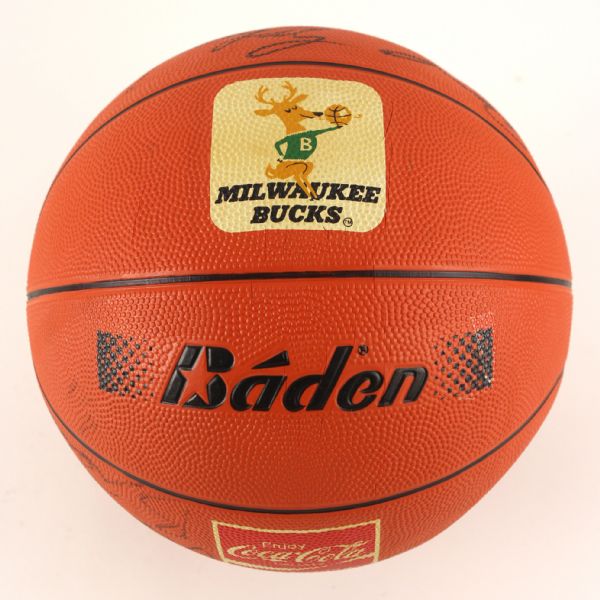 1985-86 Milwaukee Bucks Team Signed Basketball w/ 8 Signatures Including Paul Pressey, Terry Cummings, Randy Breuer & More (JSA)