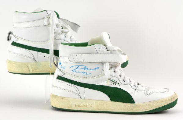 1986 Paul Pressey Milwaukee Bucks Singed Game Worn Puma Sneakers (MEARS LOA/JSA)
