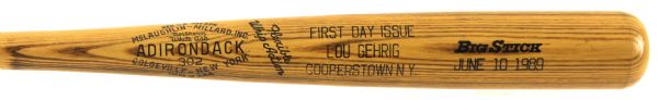 1989 (June 10) Lou Gehrig New York Yankees Cooperstown First Day Issue Adirondack Bat 