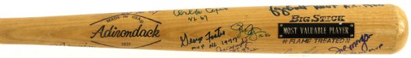 1980s Most Valuable Player Multi Signed Adirodack Big Stick w/ 22 Signatures Including Ernie Banks, Dale Murphy, George Brett, Dick Allen & More (JSA)