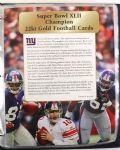 2008 Super Bowl Champion New York Giants Danbury Mint 22kt Gold Football Card Collection - Set of 50 Cards w/ Binder