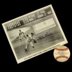 1990s Don Larsen Bobby Thomson New York Giants/Yankees Signed Collection - Lot of 2 (JSA)