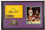 1995 Magic Johnson Larry Bird Lakers/Celtics Signed Forum Floor Section 17" x 25" Framed Display (MEARS LOA/*JSA*) 1/10