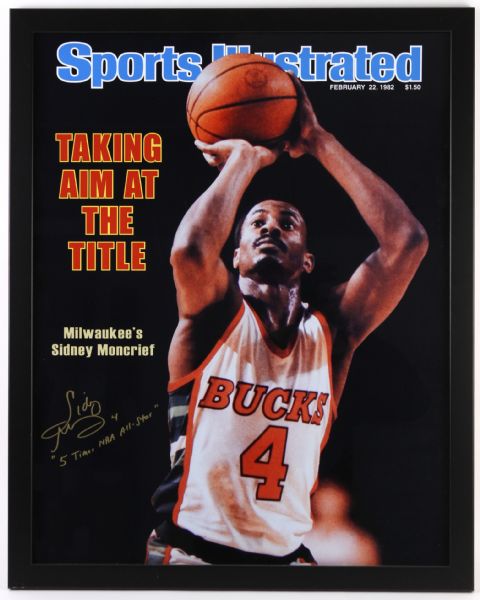 1982 Sidney Moncrief Miwaukee Bucks Signed 24" x 30" Framed Display (JSA)