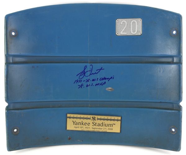 2008 Bucky Dent New York Yankees Signed & Inscribed Yankee Stadium Seatback (Steiner)