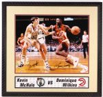 1980s Dominique Wilkins Kevin McHale Hawks/Celtics Signed 26" x 28" Framed Display (JSA)
