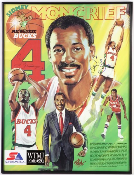 1990 Sidney Moncrief Milwaukee Bucks Signed 18" x 24" Framed Salute to Sidney Moncrief Night Poster (JSA)