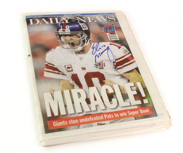 2008 (February 4) Eli Manning New York Giants Signed New York Daily News (JSA)