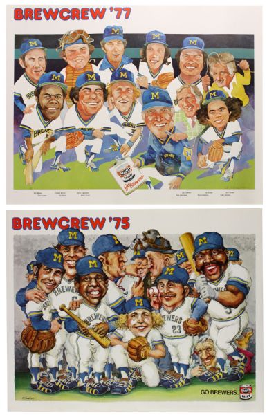 1975/77 Milwaukee Brewers Mautz Paint Brew Crew 18" x 24" Posters - Lot of 2