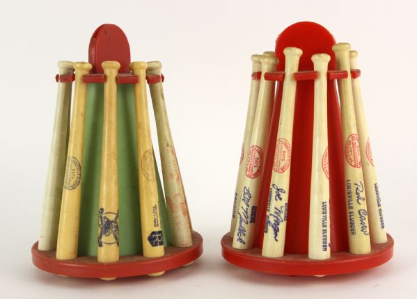 1970s Player & Team Louisville Slugger Miniature Bat Rack Collection - Lot of 2 w/ 20 Bats Total