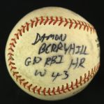 1992 (August 13) Damon Berryhill Atlanta Braves ONL White Atlanta Fulton County Stadium Game Used Walk Off Home Run Baseball (MEARS LOA)