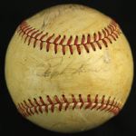 1949-53 Multi Signed OAA Dudley Game Used Baseball w/ 9 Signatures Including Ralph Kiner, Babe Herman & More (MEARS LOA/JSA)