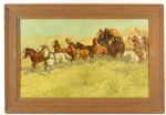 1970's Anheuser Busch 21 x 31 Framed Old West Painting Collection - Lot of 2